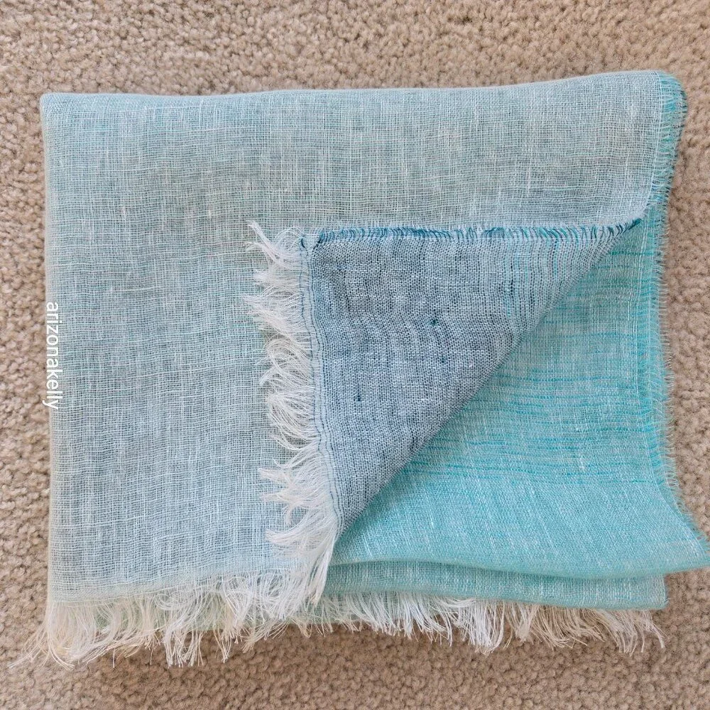NWOT Linen Scarf Gradient Blue Ombre